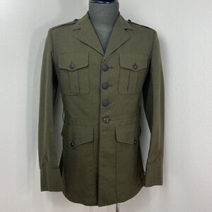 USMC Dress Coat 38L Marine Jacket Military Uniform Tropical Green Wool No Belt